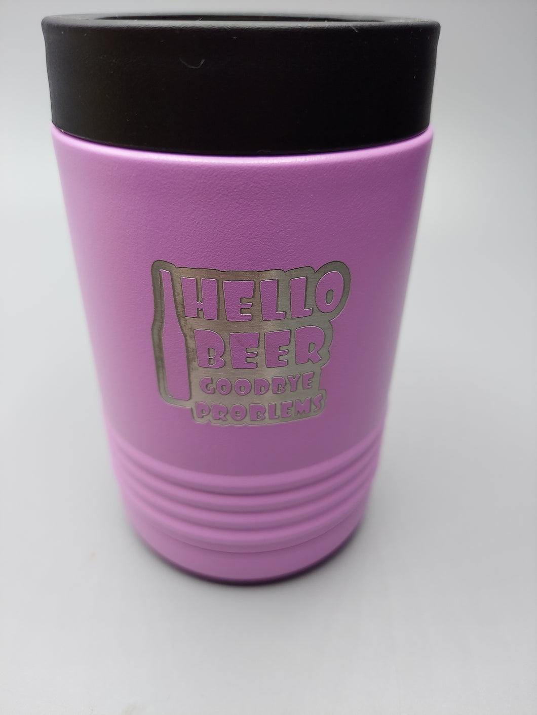 HELLO BEER, GOODBYE PROBLEMS  light purple beverage holder
